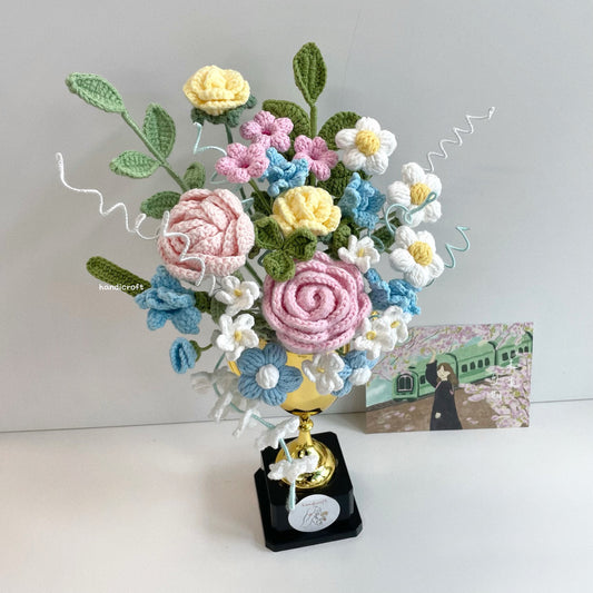 handicroft handmade crochet flower trophy trophy in bloom