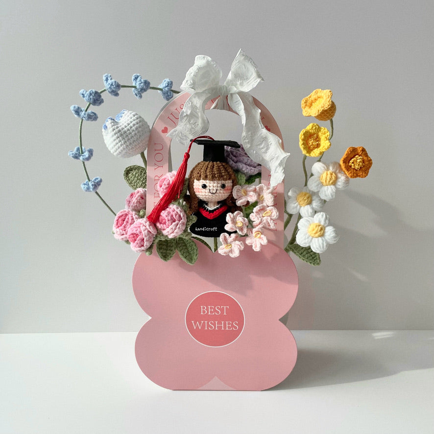 handicroft handmade crochet graduation flower bloom box bloom & beyond rainbow