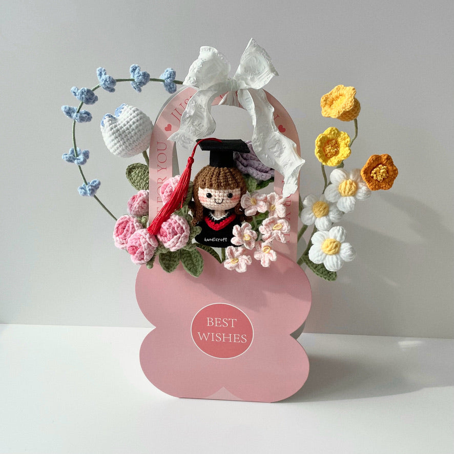handicroft handmade crochet graduation flower bloom box bloom & beyond rainbow