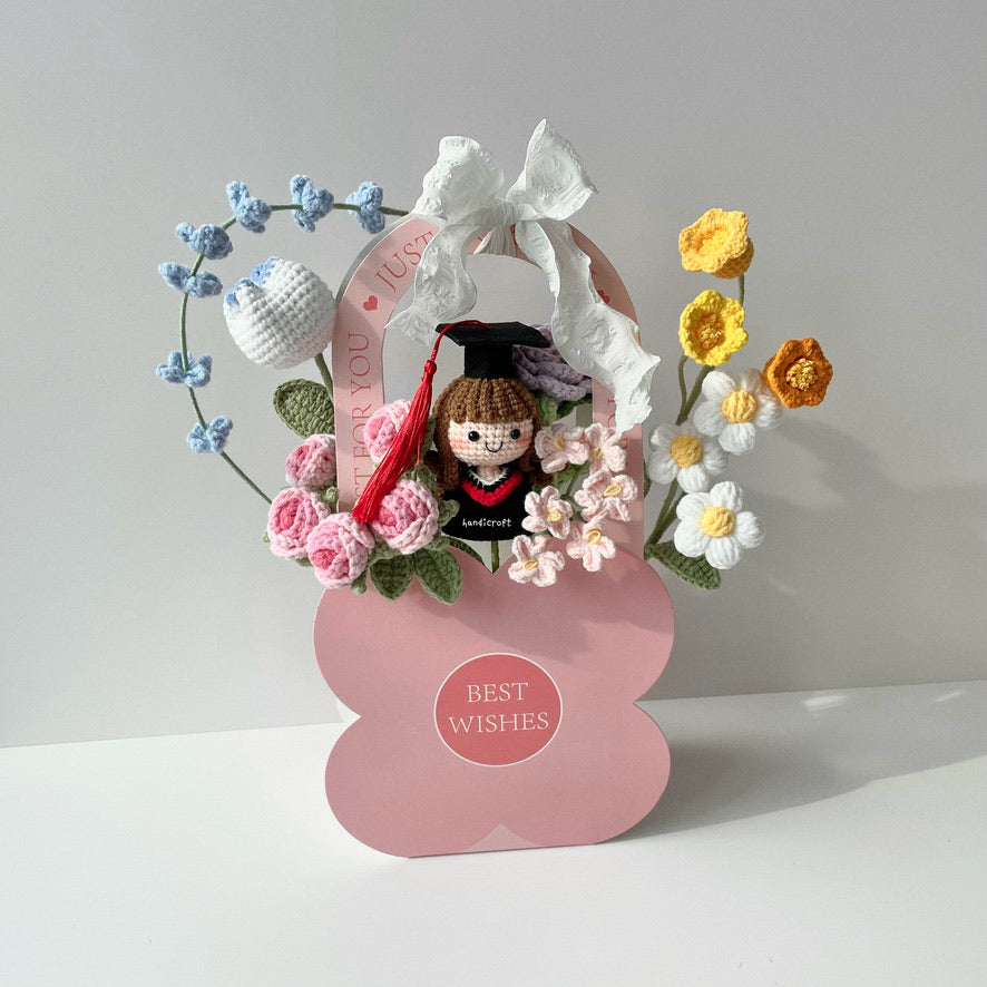 handicroft handmade crochet graduation flower bloom box bloom & beyond rainbow