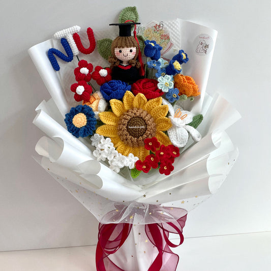handicroft handmade crochet graduation special flower bouquet NTU special blooms garden edition