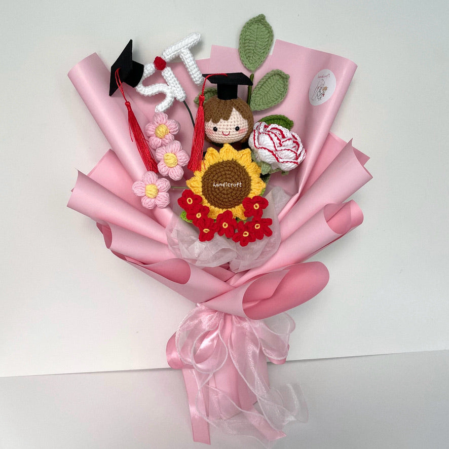 handicroft handmade crochet graduation special flower bouquet SIT special blooms handicroft mix girl graduate doll