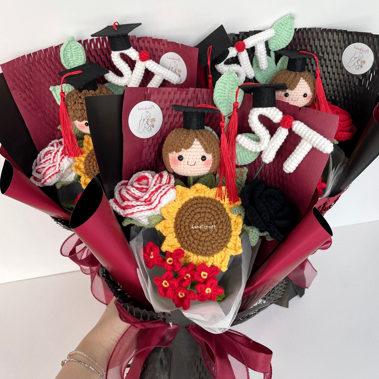 handicroft handmade crochet graduation special flower bouquet SIT special blooms version 2