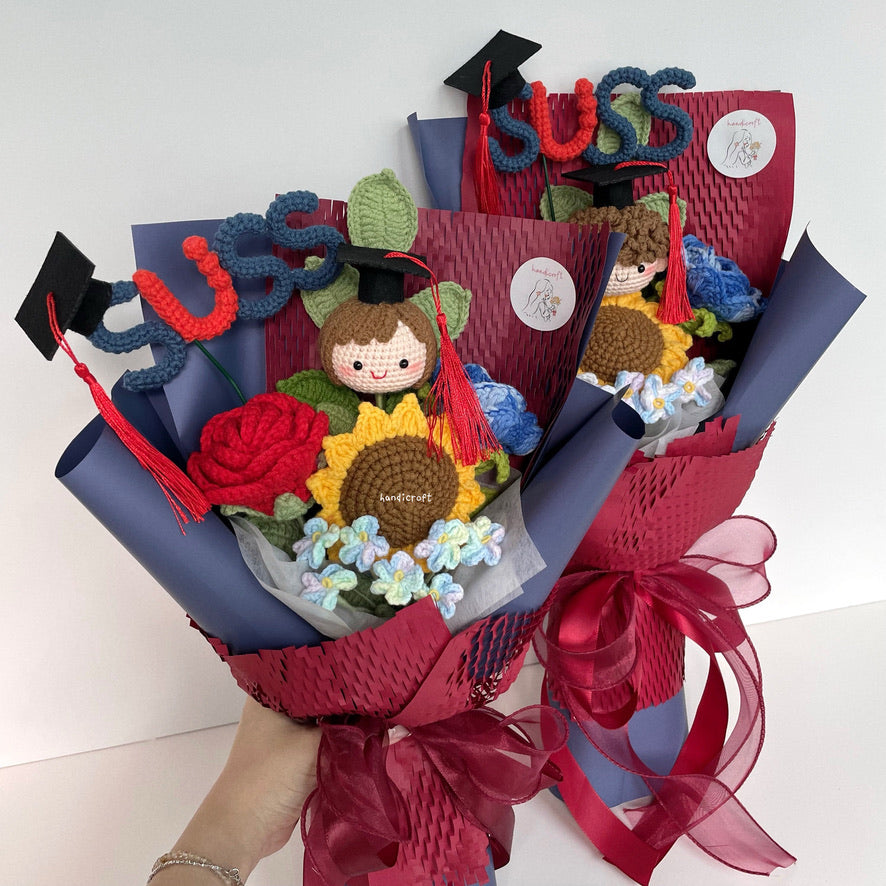 handicroft handmade crochet graduation special flower bouquet SUSS special blooms