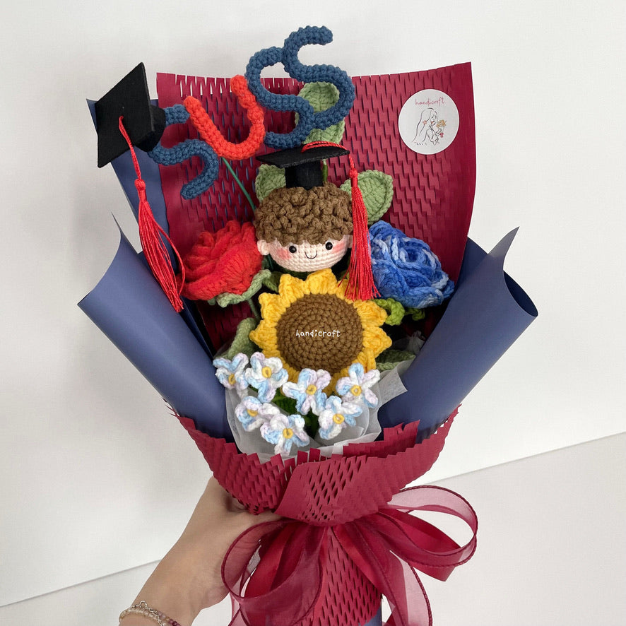 handicroft handmade crochet graduation special flower bouquet SUSS special blooms