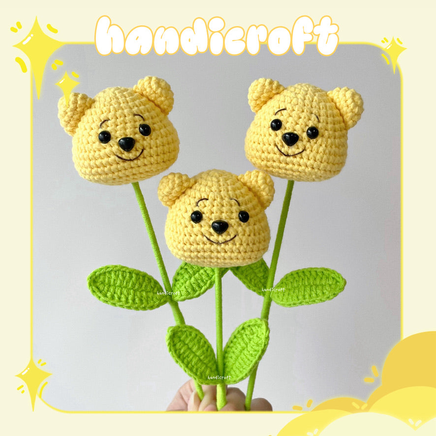 handicroft handmade crochet hunny bear single stalk