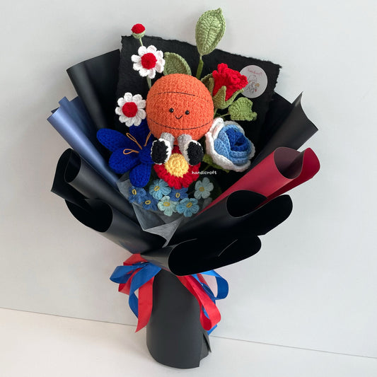 handicroft handmade crochet jellycat inspired basketball flower bouquet MVP moment
