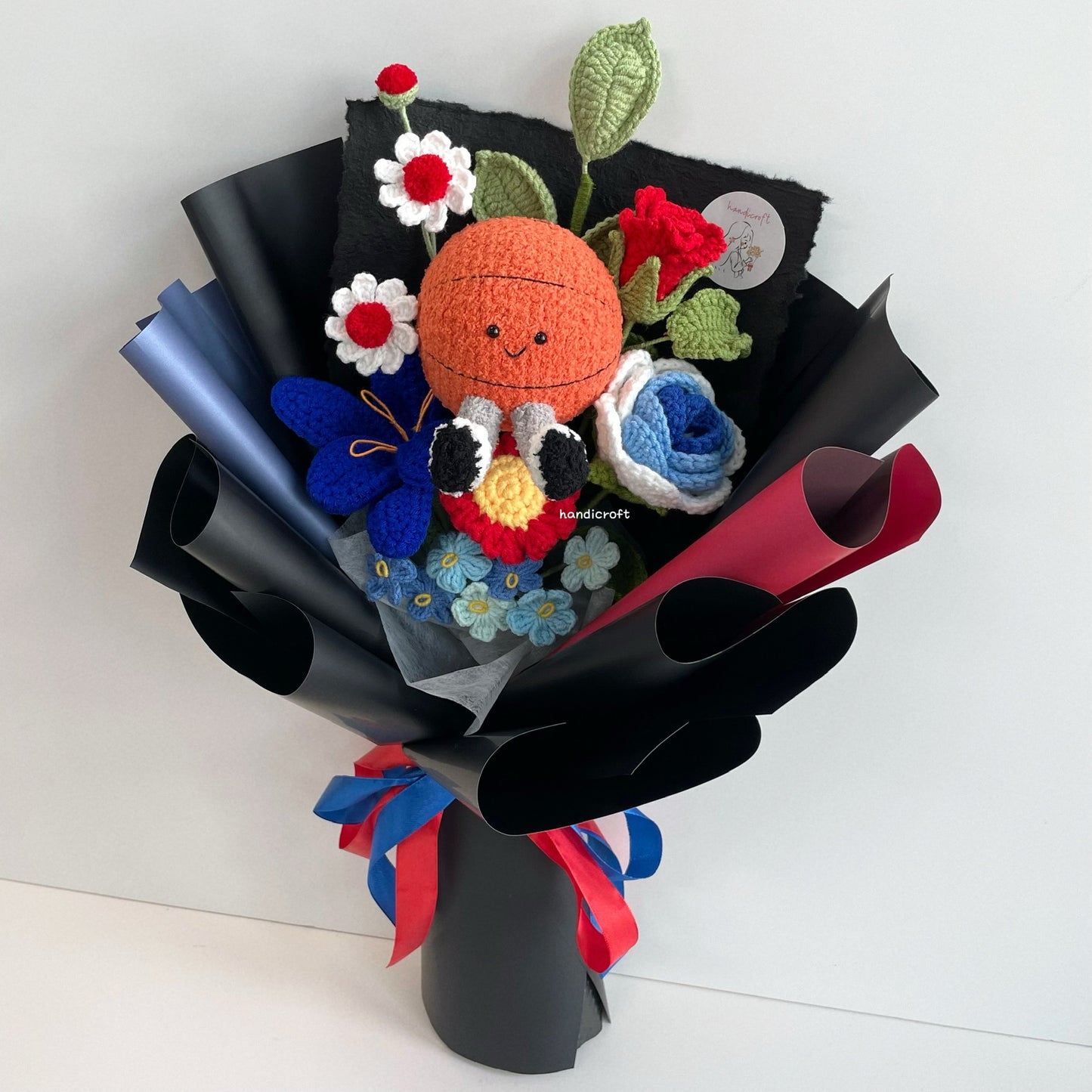 handicroft handmade crochet jellycat inspired basketball flower bouquet MVP moment