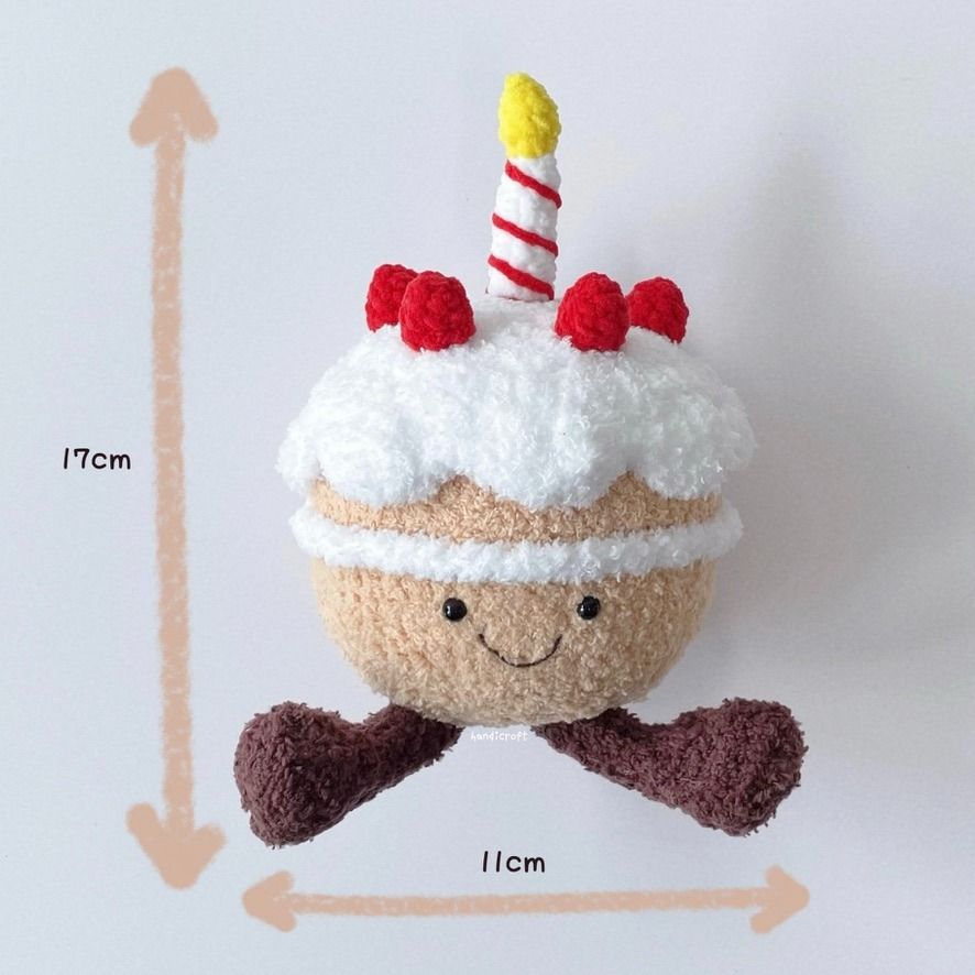 handicroft handmade crochet jellycat inspired cake flower bouquet measurement