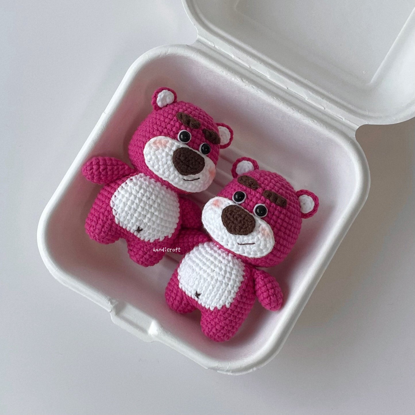 handicroft handmade crochet lotso strawberry bear amigurumi character keychain