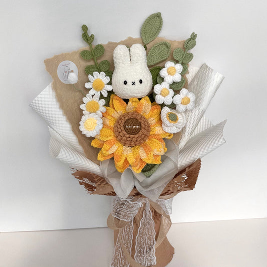 handicroft handmade crochet miffy jumbo sunflower flower bouquet miffy's sunshine