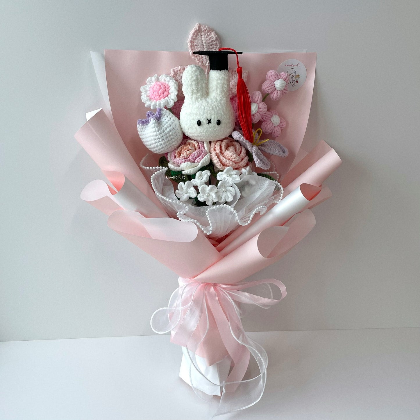 handicroft handmade crochet miffy pastel flower bouquet miffy's soft spring grad version