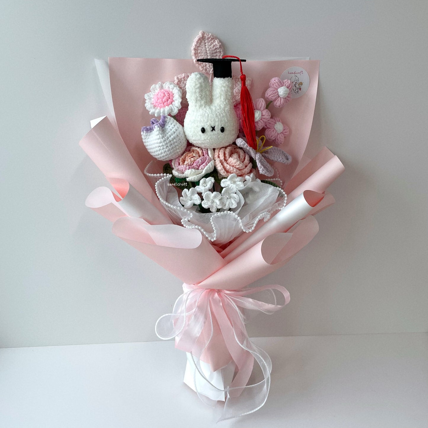 handicroft handmade crochet miffy pastel flower bouquet miffy's soft spring grad version