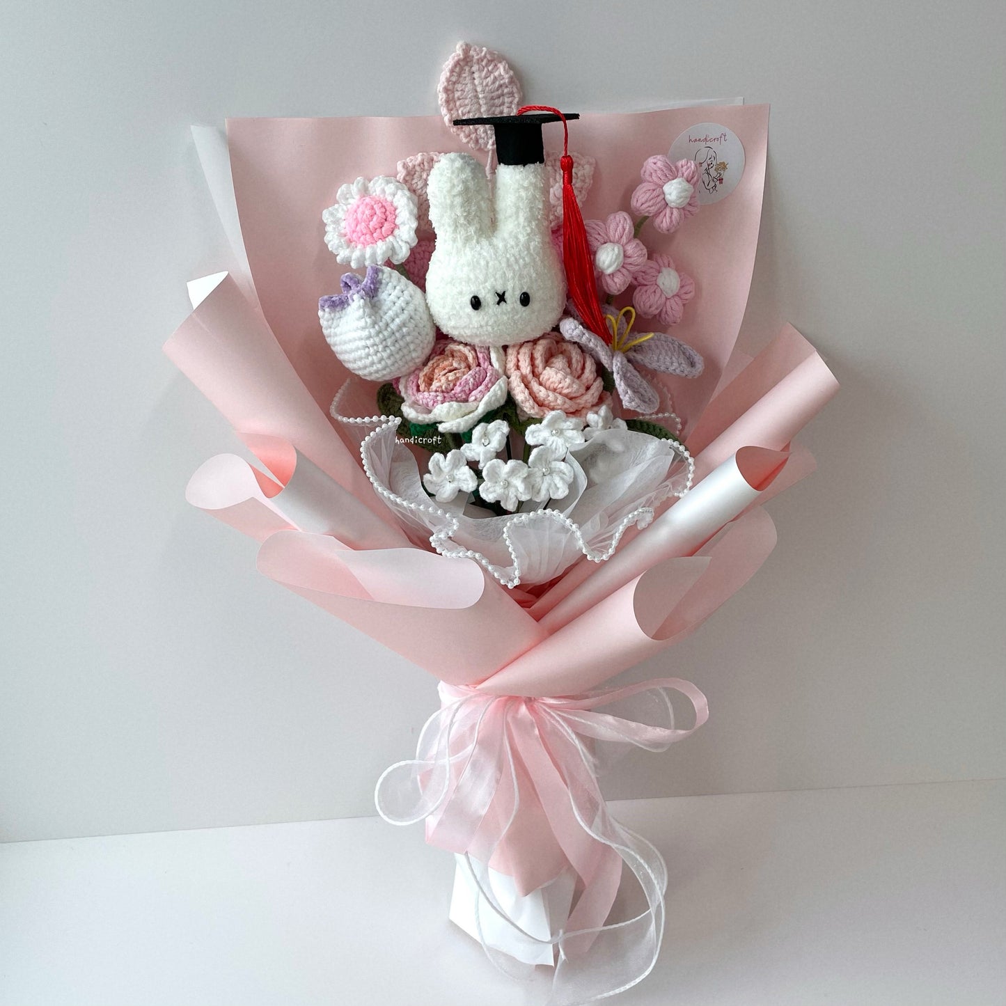handicroft handmade crochet miffy pastel flower bouquet miffy's soft spring grad version