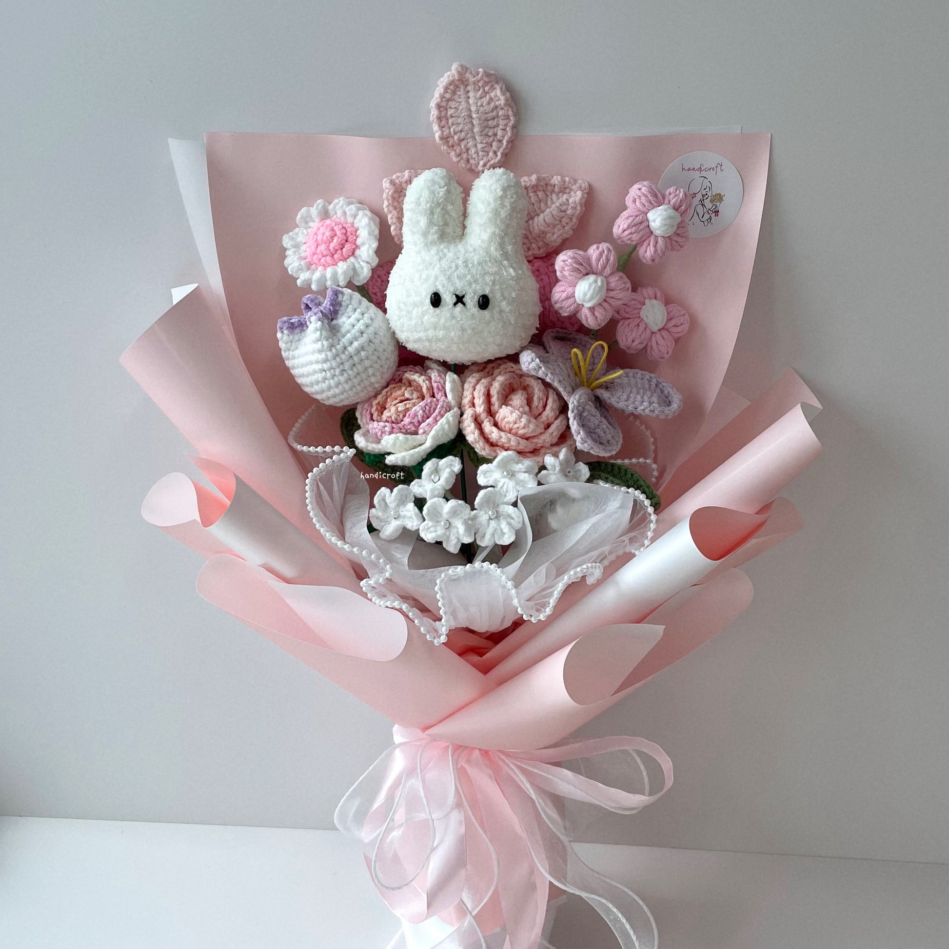 handicroft handmade crochet miffy pastel flower bouquet miffy's soft spring non grad version