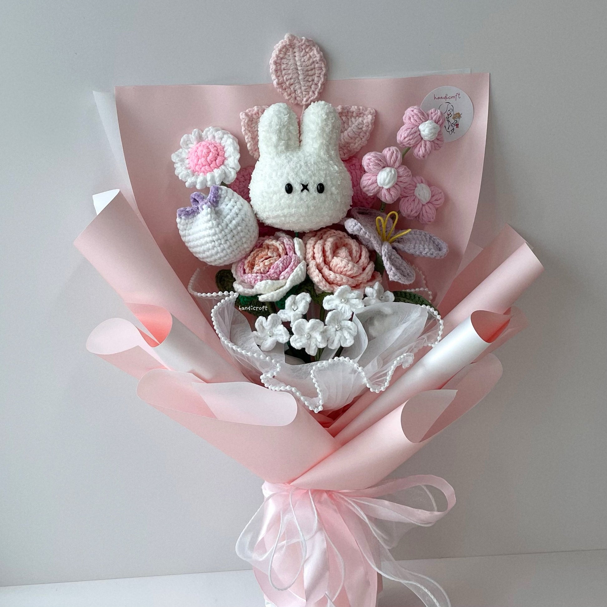 handicroft handmade crochet miffy pastel flower bouquet miffy's soft spring non grad version