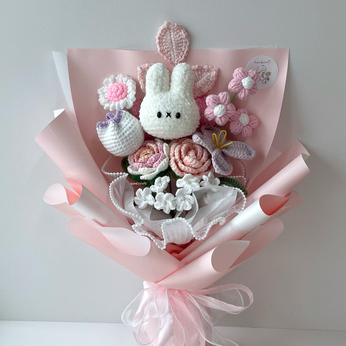 handicroft handmade crochet miffy pastel flower bouquet miffy's soft spring non grad version