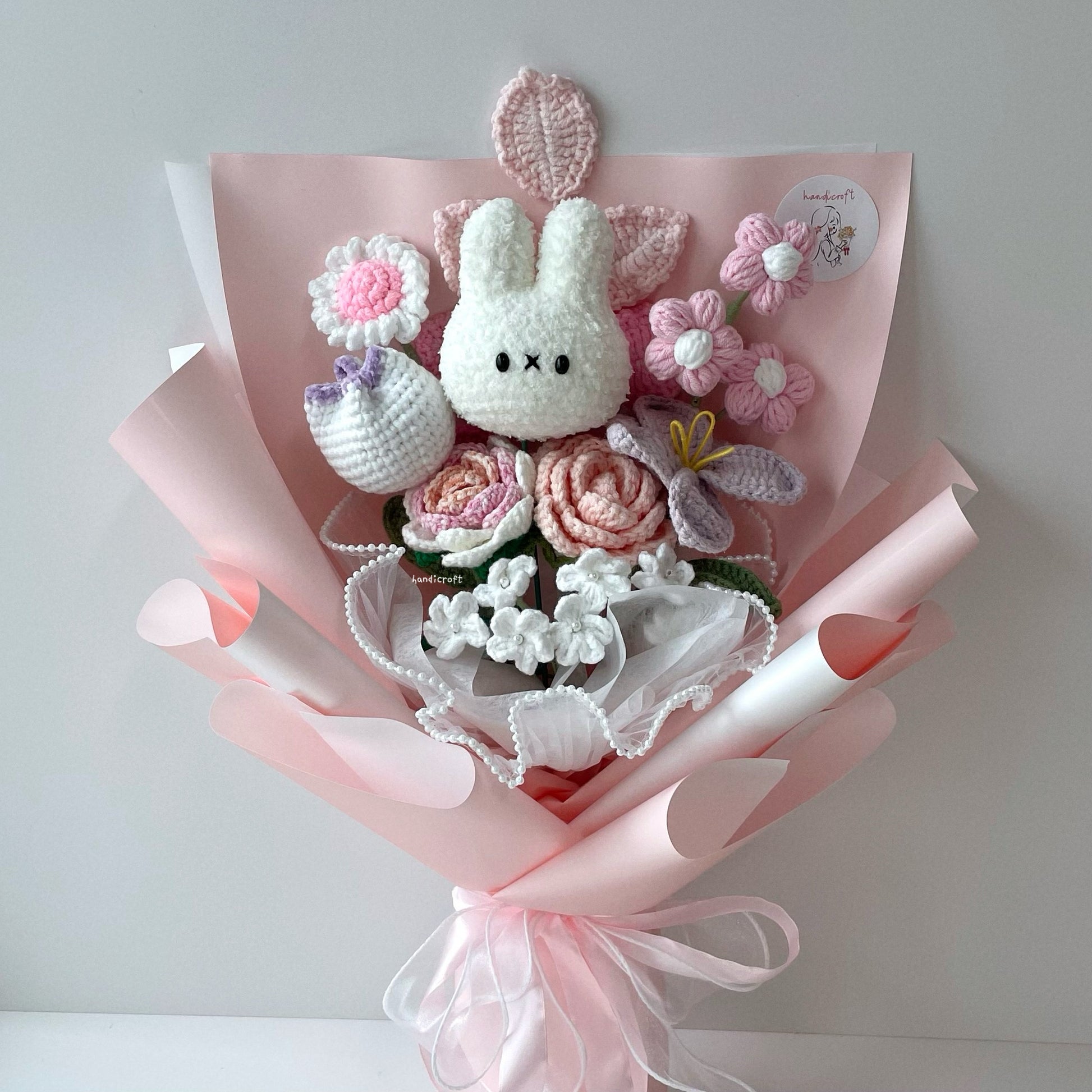handicroft handmade crochet miffy pastel flower bouquet miffy's soft spring non grad version