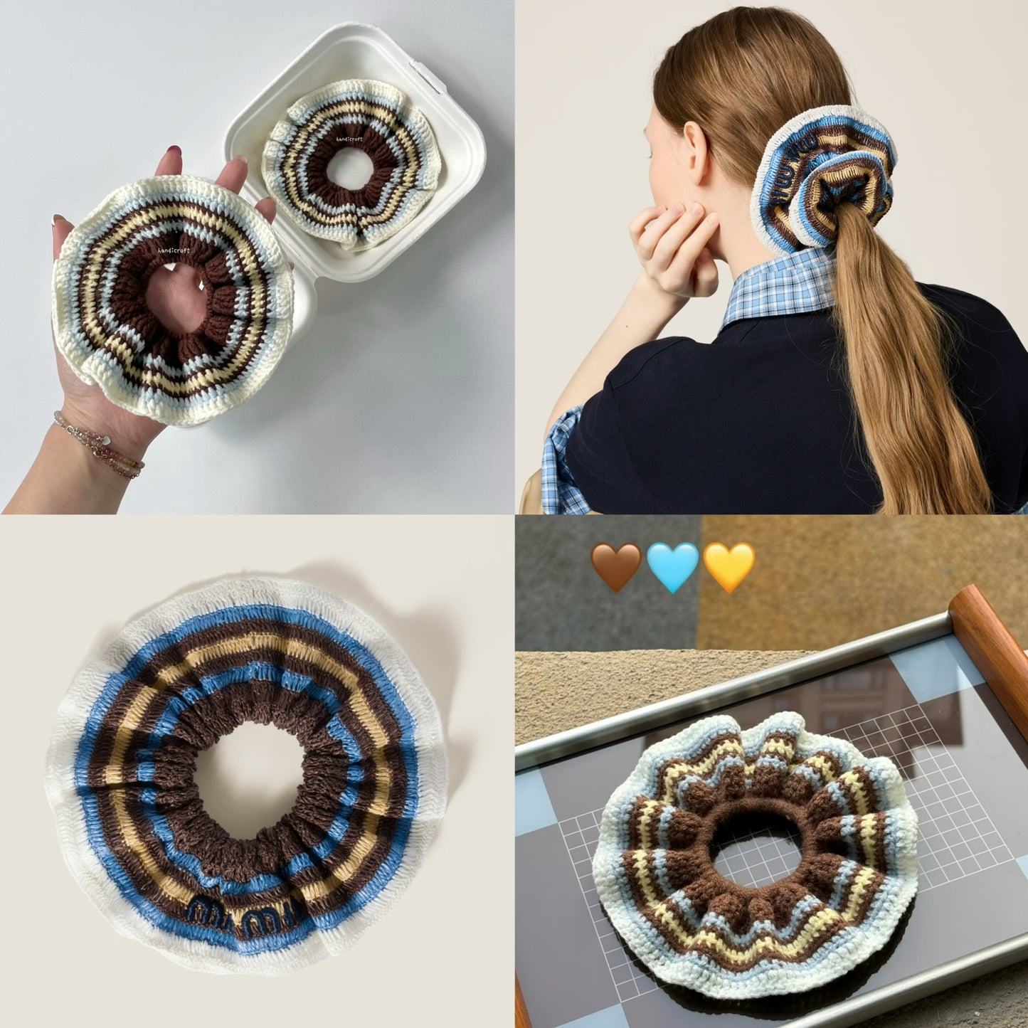 handicroft handmade crochet miu miu inspired hair scrunchie accessory
