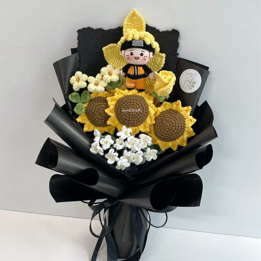 handicroft handmade crochet ninja sunflower bouquet bloom of the ninja way