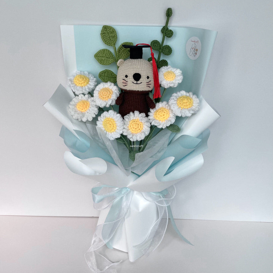 handicroft handmade crochet otter flower bouquet otterly daisies