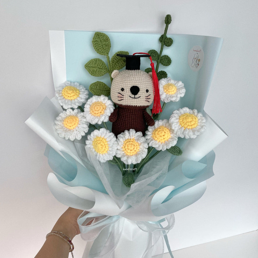 handicroft handmade crochet otter flower bouquet otterly daisies