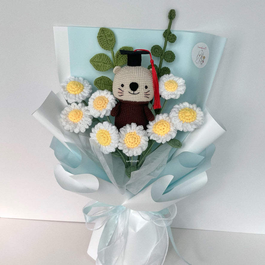 handicroft handmade crochet otter flower bouquet otterly daisies