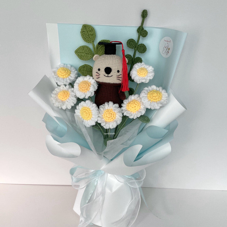 handicroft handmade crochet otter flower bouquet otterly daisies