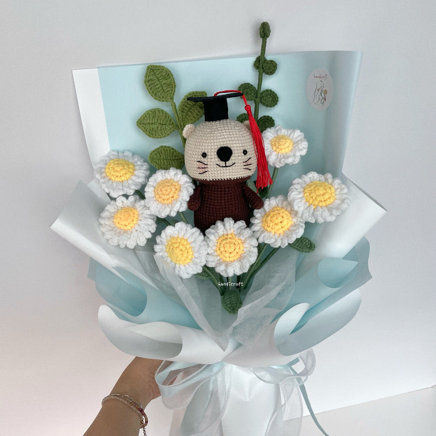 handicroft handmade crochet otter flower bouquet otterly daisies