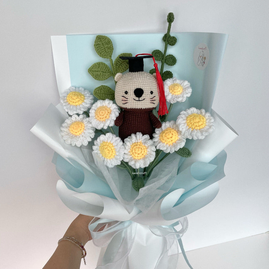 handicroft handmade crochet otter flower bouquet otterly daisies