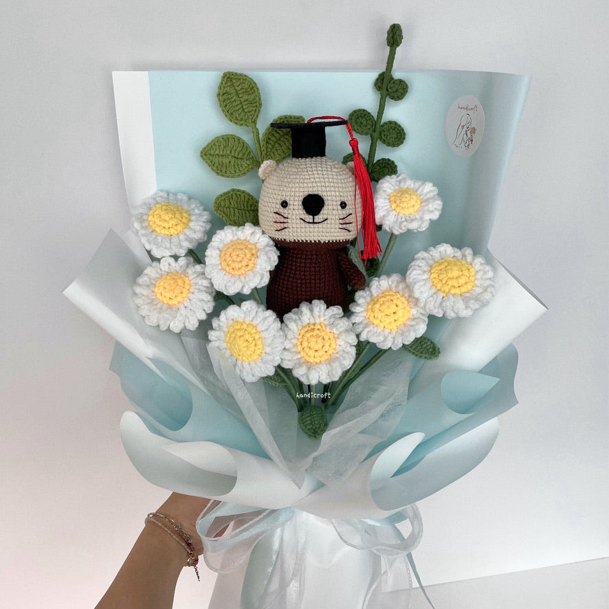 handicroft handmade crochet otter flower bouquet otterly daisies