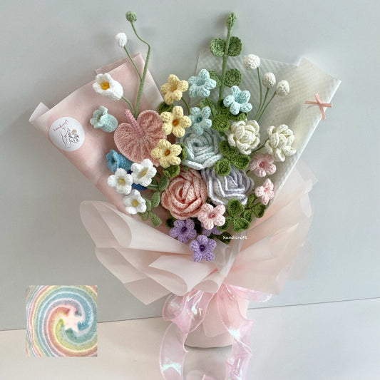 handicroft handmade crochet pastel colourful flower bouquet sugar & sprinkles