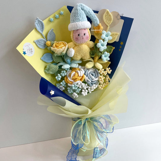 handicroft handmade crochet pop mart We are Twinkle Twinkle Series Plush Pendant Blind Box flower bouquet yawn under the stars Little Yawn