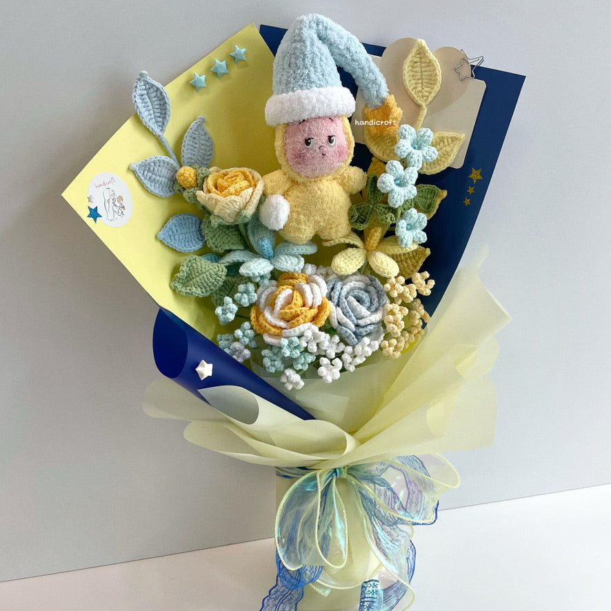 handicroft handmade crochet pop mart We are Twinkle Twinkle Series Plush Pendant Blind Box flower bouquet yawn under the stars Little Yawn