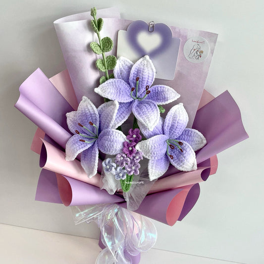 handicroft handmade crochet purple lily flower bouquet lily love poem twilight edition