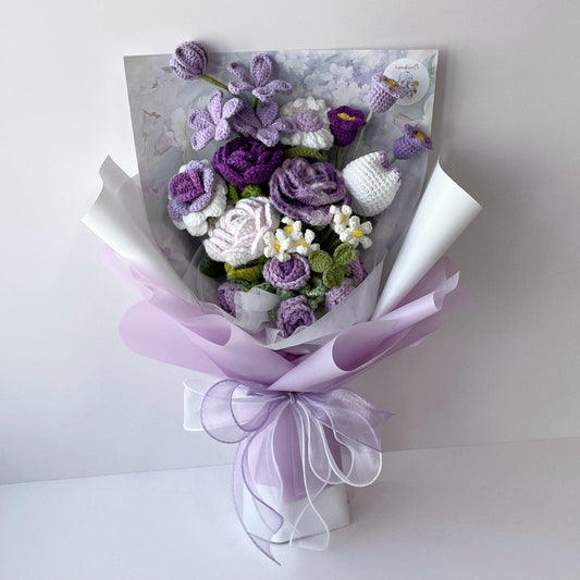 handicroft handmade crochet special flower bouquet a love like this purple