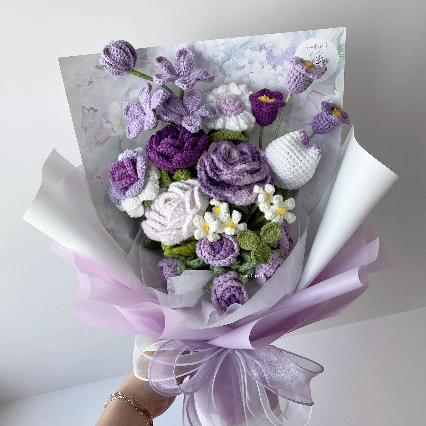 handicroft handmade crochet special flower bouquet a love like this purple