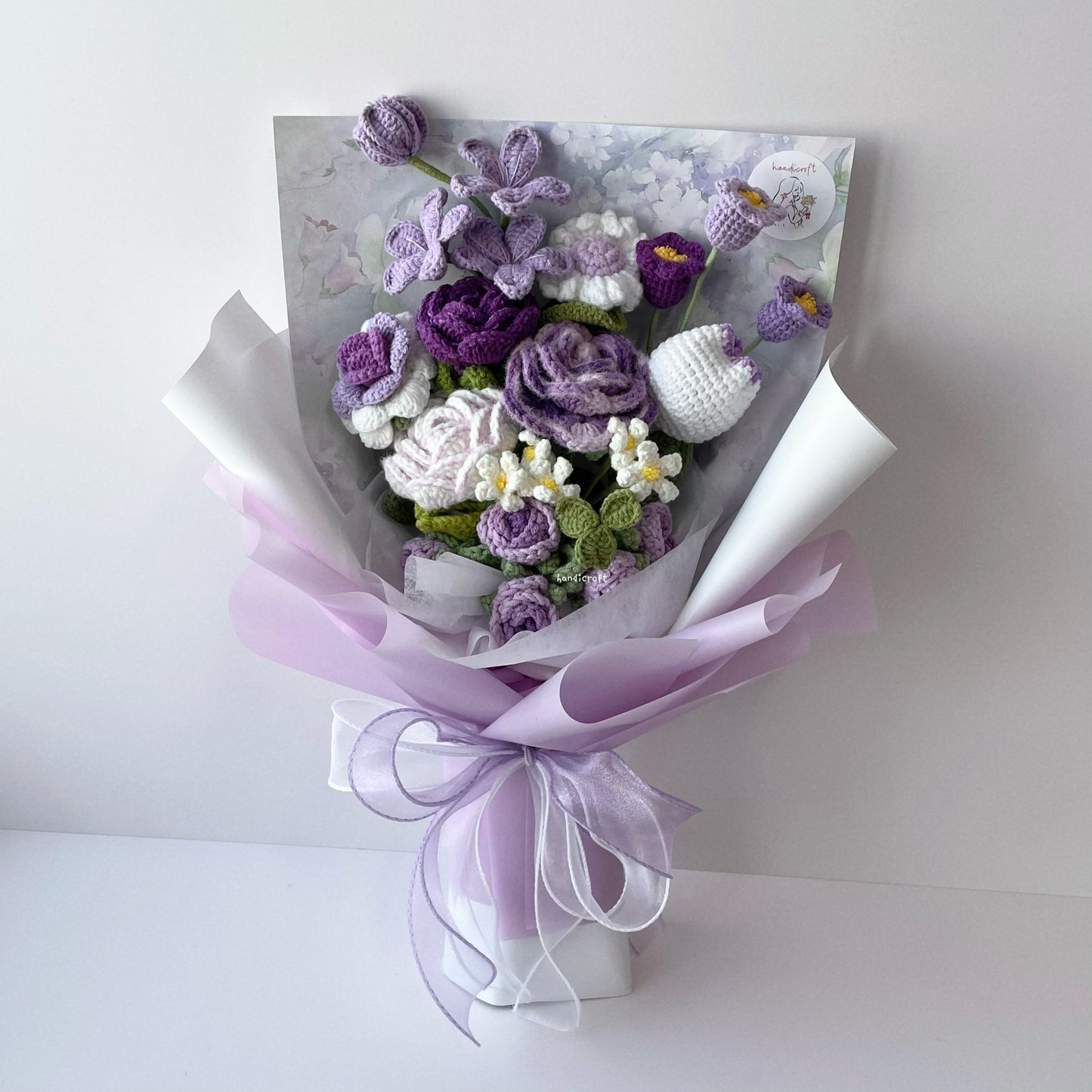 handicroft handmade crochet special flower bouquet a love like this purple