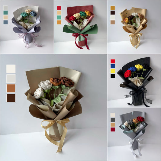 handicroft handmade crochet special roses flower bouquet handicroft hues