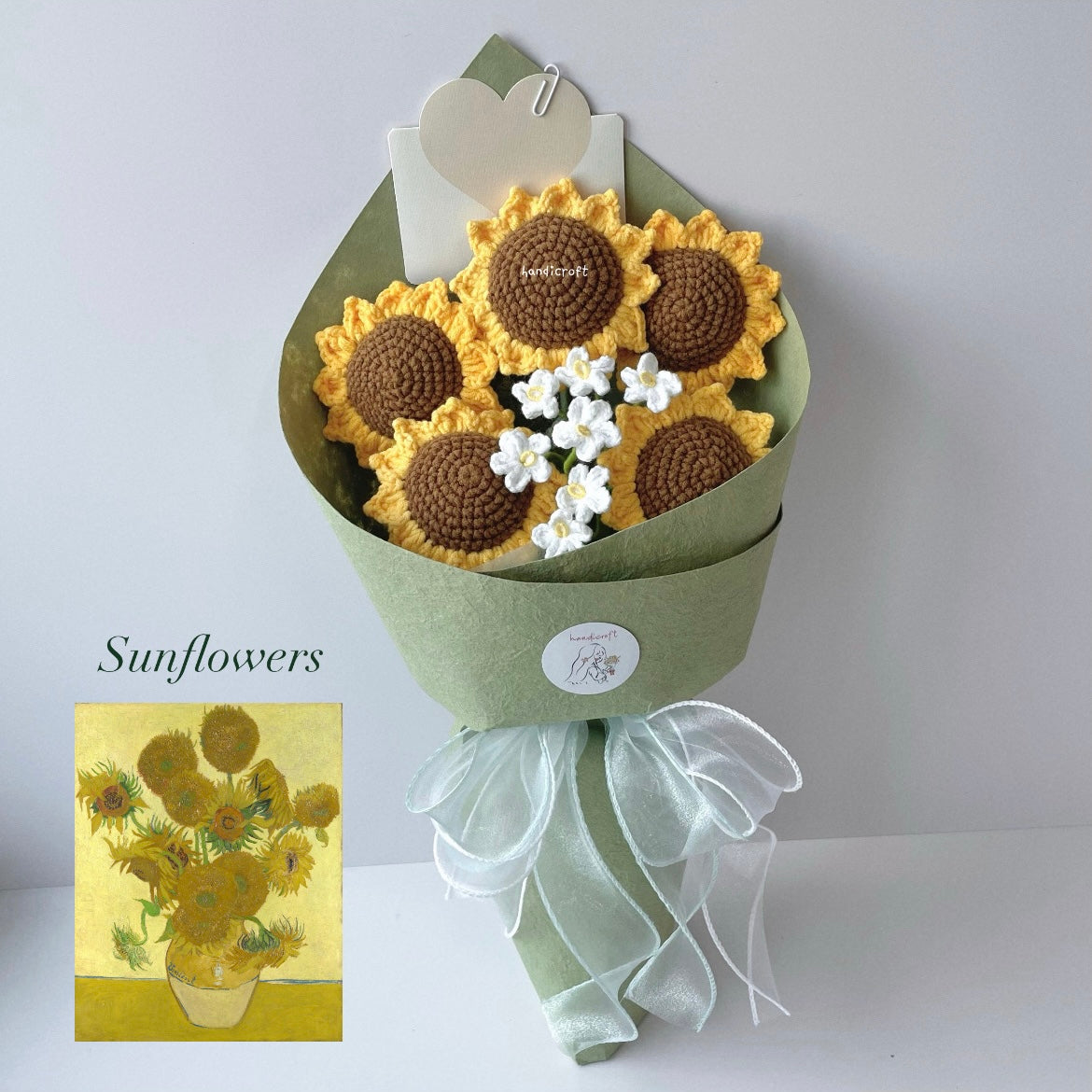 handicroft handmade crochet sunflower bouquet sunny five