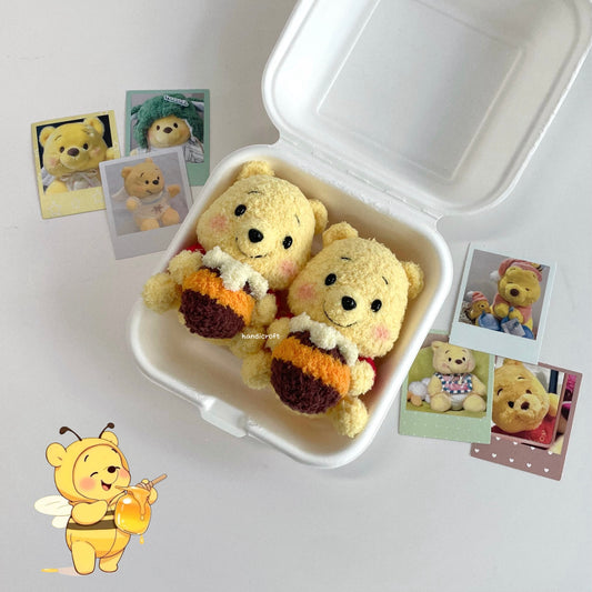 handicroft handmade crochet winnie the pooh honey pot amigurumi keychain