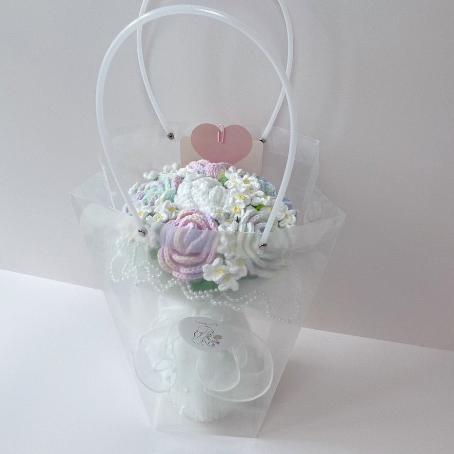 handicroft handmade special roses crochet flower bouquet pastel dreams