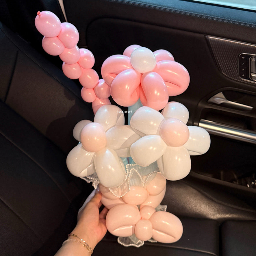 handicroft pastel flower balloon bouquet in 8 colours bubble bloom pink
