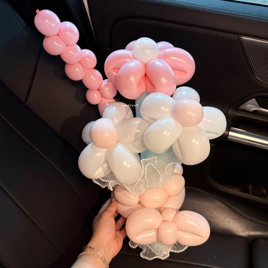 handicroft pastel flower balloon bouquet in 8 colours bubble bloom pink