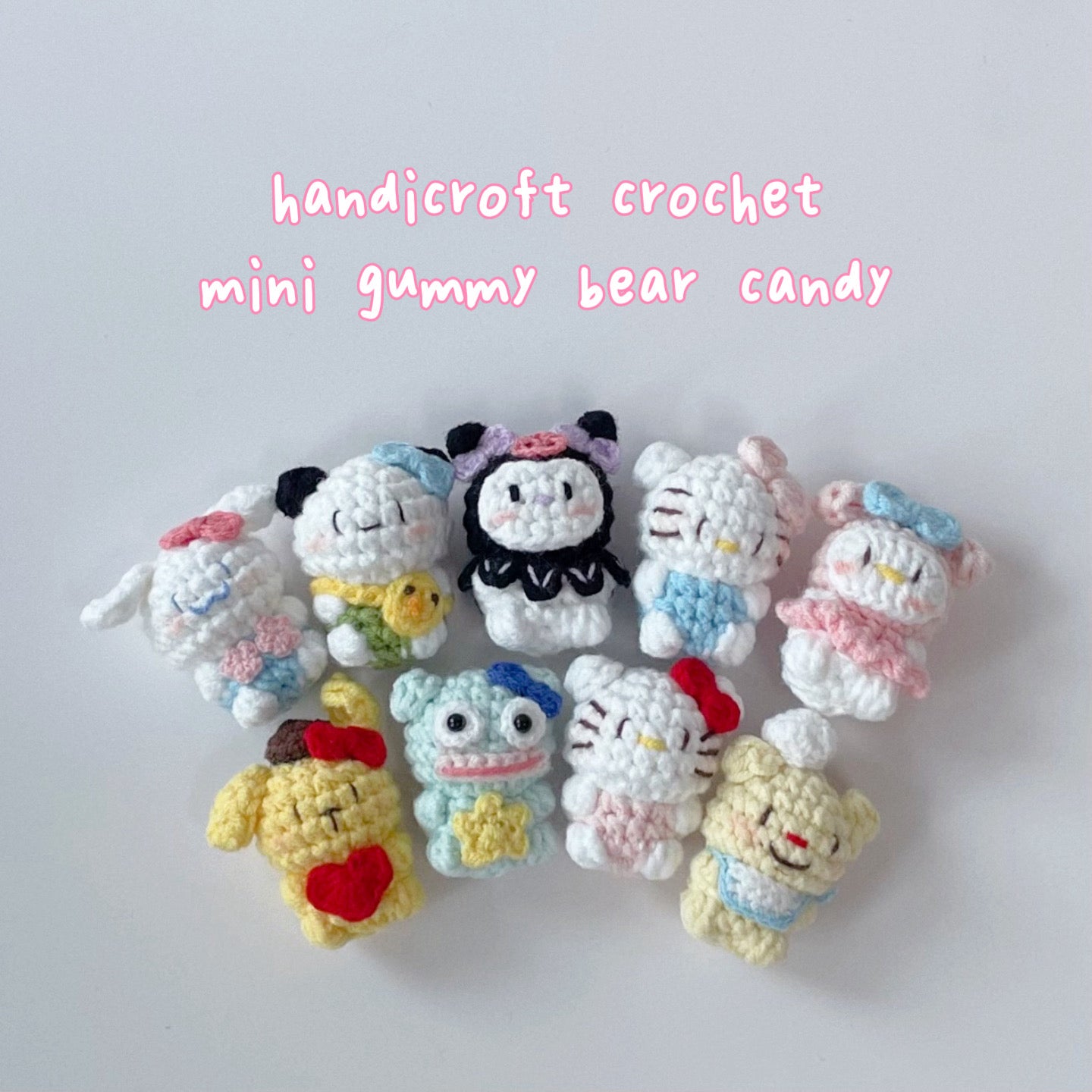 handicroft singapore blind box handmade crochet mini gummy bear candy bite size amigurumi keychain