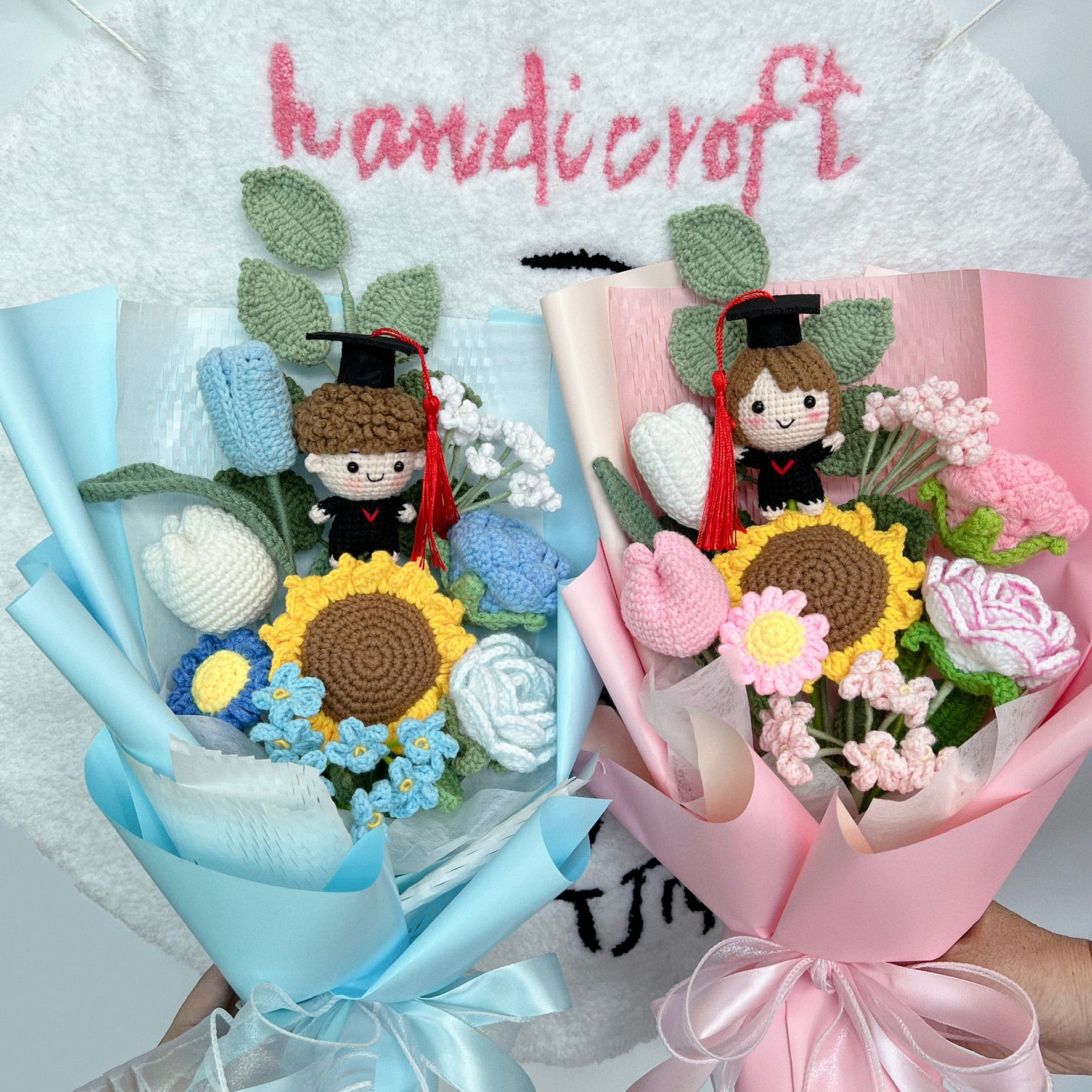 handicroft singapore crochet graduation flower bouquet memories in bloom girl boy graduate doll