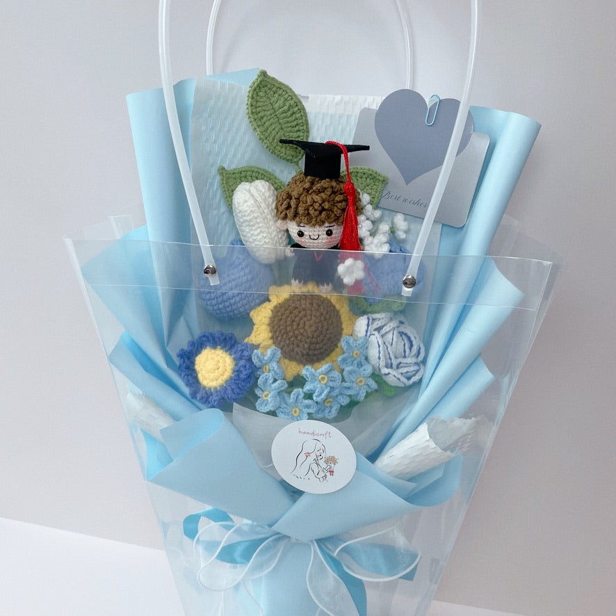 handicroft singapore crochet graduation flower bouquet memories in bloom girl boy graduate doll