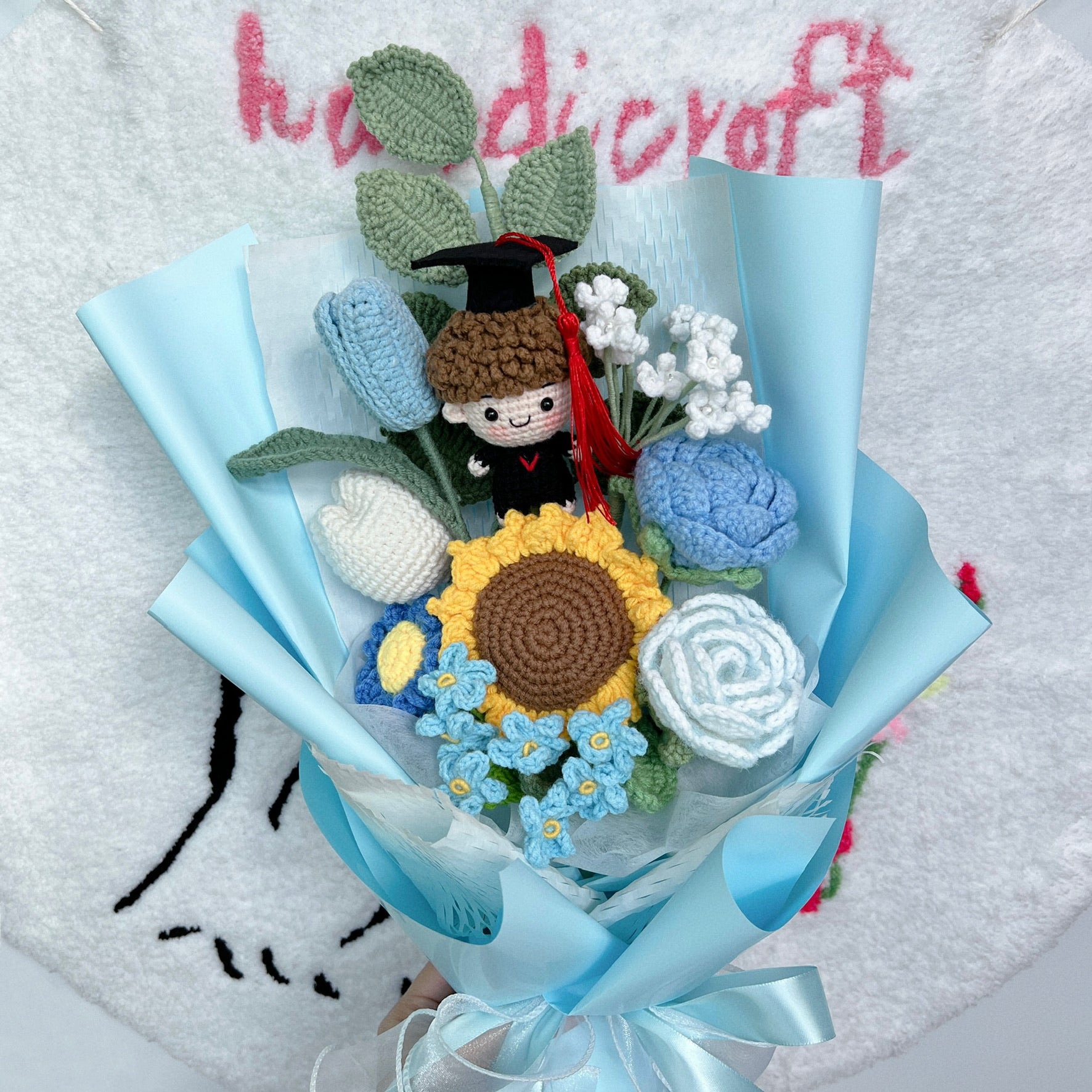 handicroft singapore crochet graduation flower bouquet memories in bloom girl boy graduate doll