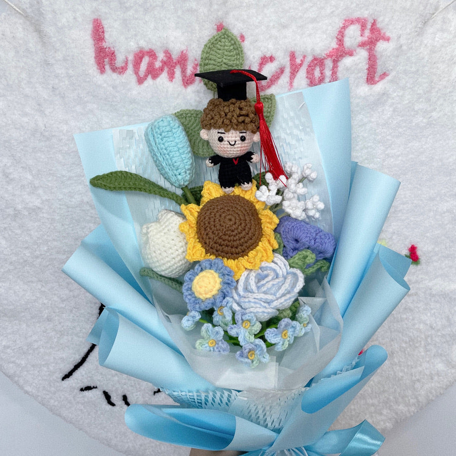 handicroft singapore crochet graduation flower bouquet memories in bloom girl boy graduate doll