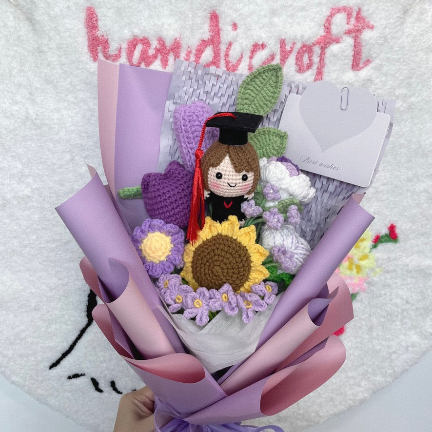 handicroft singapore crochet graduation flower bouquet memories in bloom girl boy graduate doll